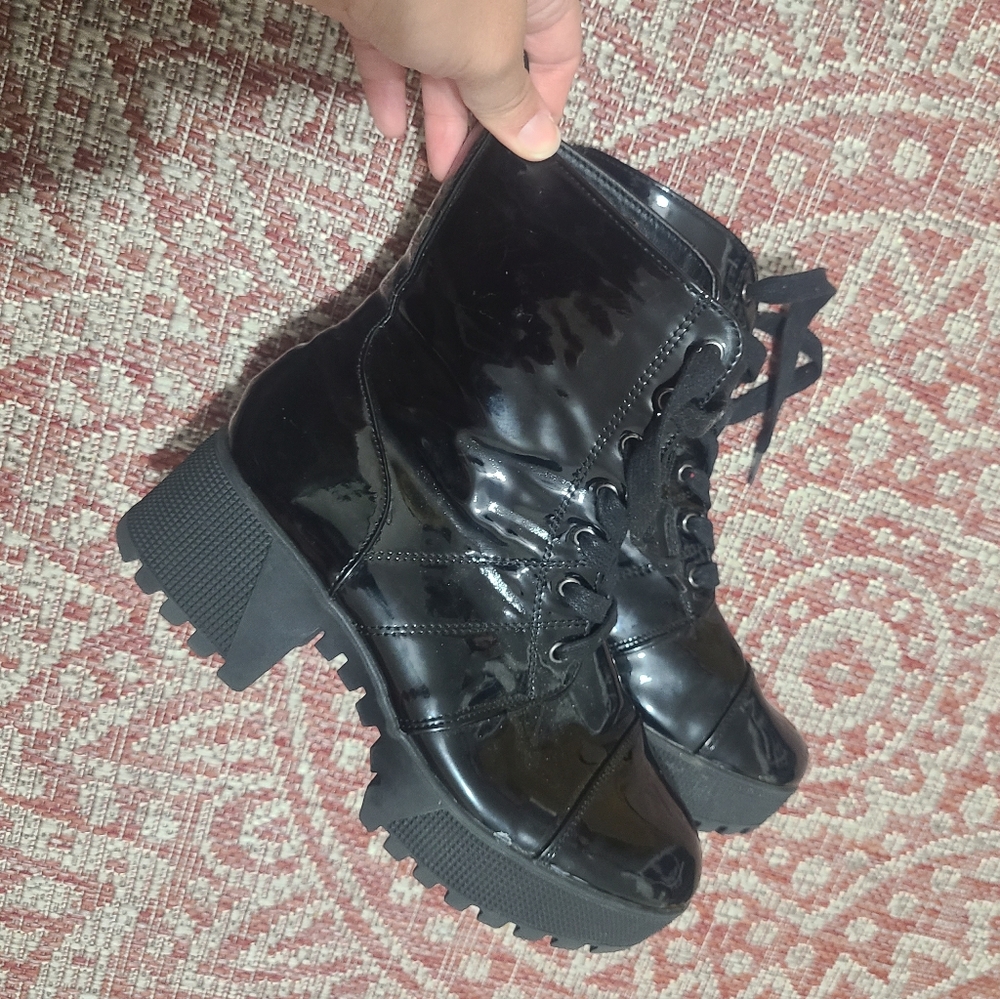 Black Faux Leather Boots